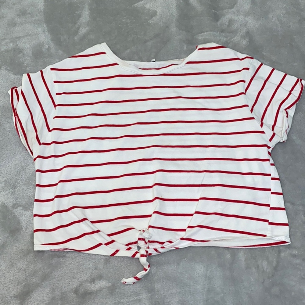 Red striped crop top from a boutique
